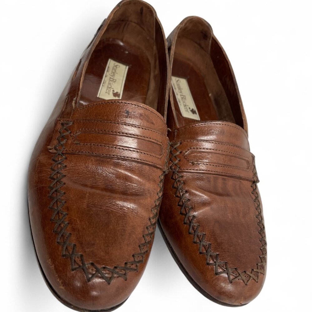 Stanley Blacker Vintage Loafer Italy Brown Leather Dress Shoes Men's 7.5 M